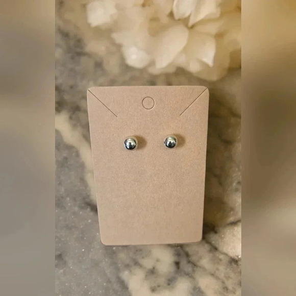 Silver Plated Ball Stud Earrings - Picture 2 of 2